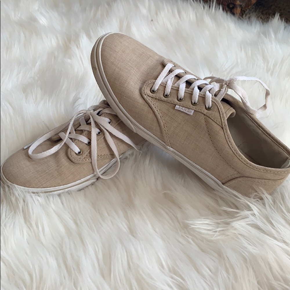 VANS canvas tie up shoes khaki tan size 8 sneaker